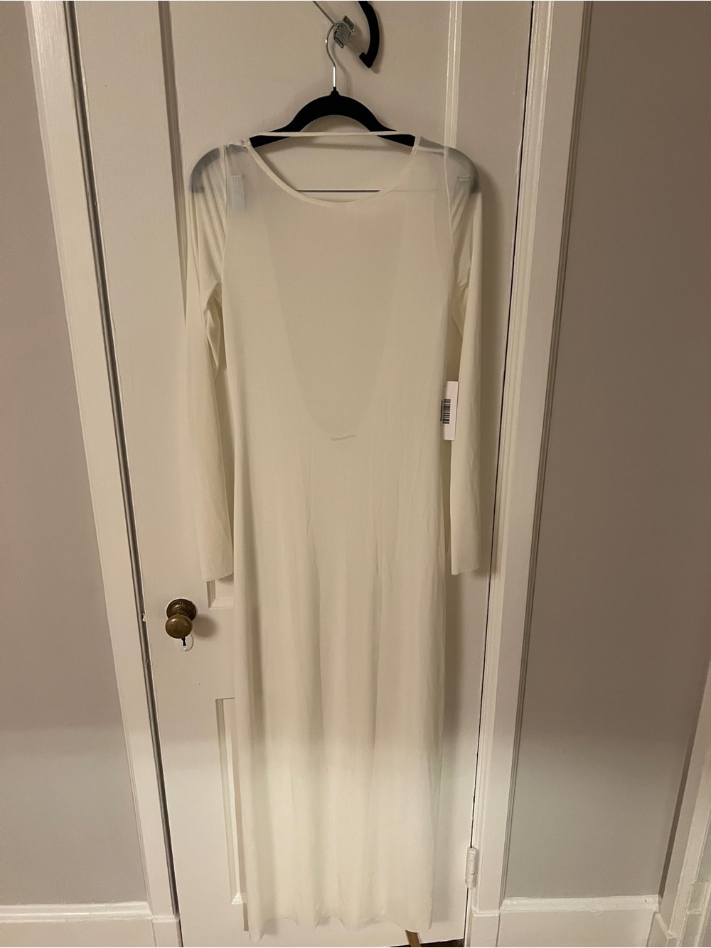 Reformation Long Sleeve Sheer Maxi Dress in Ivory - Mesh Bathing Cover up